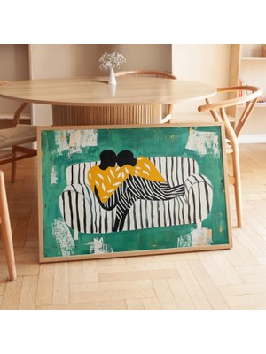 Ninastore Soyut Çift Baskısı: Yeşil ve Sarı Minimalist Sanat (Dijital Indirme)