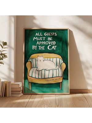 Ninastore Komik Kedi Duvar Sanatı/ Çizgili Kanepe Illüstrasyonu (Yazdırılabilir Dijital Indirme)