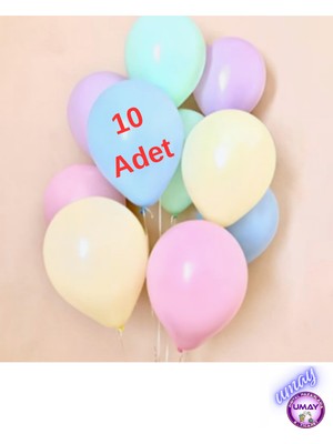 Atom 10 Adet 12 Inç Pastel Makaron Balon | Karışık Renkli Lateks Balon Parti & Doğum Günü Süsleme