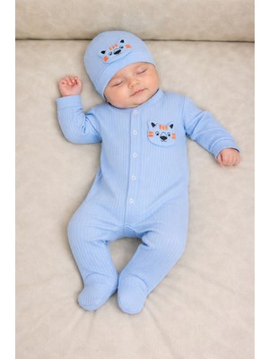 Balgüneş %100 Pamuk Unisex Şapkalı Bebek Tulum