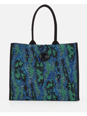 Su14 Mavi-Yeşil Desenli Dokuma Omuz Çantası