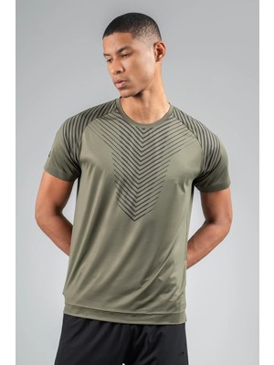 Maraton Regular Erkek Bisiklet Yaka  Açık Haki- T-Shirt