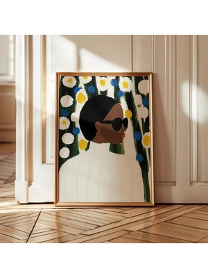 Ninastore Kadın Portresi Sanat Baskısı: Cesur Renkler/çiçekli Dekorasyon (Dijital Indirme)