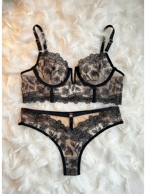 Feenia Luxy Çiçek Işlemeli Kadın Büstiyer Takım