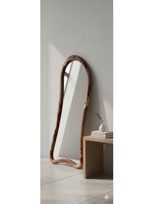 Gökçesan Mobilya Ahşap & Epoksili Çerçeveli Ayna 180X75 Metal Ayaklı Boy Aynası
