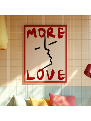 Ninastore Daha Fazla Aşk Posteri: Siyah Çizgi Sanatı/ Kırmızı Tipografi (Dijital Indirme)