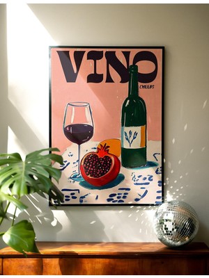 Ninastore Vino Posteri: Retro Mutfak ve Yemek Odası Duvar Sanatı