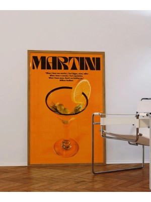 Ninastore Martini Baskısı: 70'ler Retro Turuncu Bar Duvar Sanatı