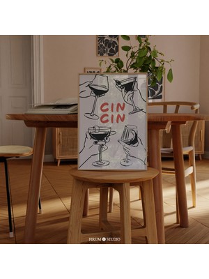 Ninastore Cin Cin Indirilebilir Bar Arabası Sanat Baskısı/ Kokteyl Severler Için Sanat Posteri/ Trend Bar Duva
