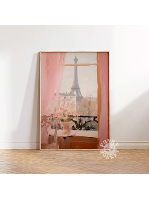 Ninastore Paris Baskısı/ Kız Çocuk Duvar Sanatı/ Eyfel Kulesi Tablosu/ Pembe Pastel Paris Tablosu/ Şık Oda Dek