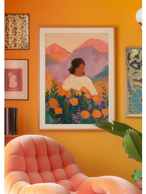 Ninastore 70'ler Retro Portakal Bahçesi Sanat Baskısı: Eklektik Mutfak Duvar Dekoru