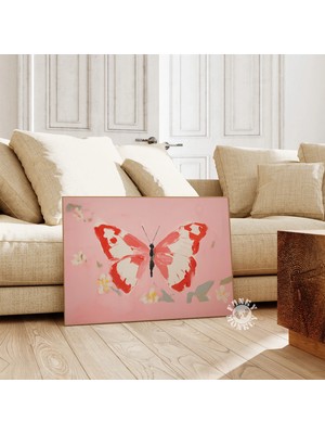 Ninastore Kelebek Baskısı/ Cilveli Estetik/ Pembe Kız Çocuk Dijital Baskı/ Kız Çocuk Odası Tablosu/ Şık ve Tre
