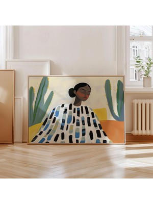 Ninastore Soyut Kadın Sanat Baskısı: Modern Kaktüs Illüstrasyonu (Dijital Indirme)
