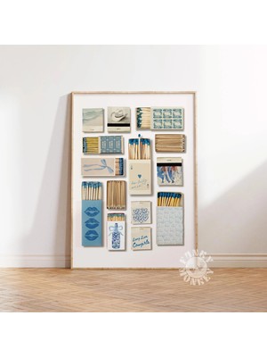Ninastore Kibrit Kutusu Sanat Baskısı/ Mavi Sahil Kovboy Kızı Kibrit Posteri/ Trendi Vintage Retro Kibrit Kutu