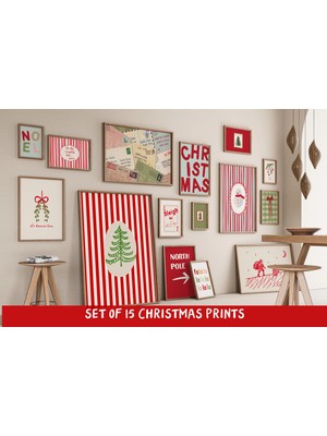 Ninastore Noel Temalı Pastel Duvar Sanatı Paketi / Trend Tatil Baskıları / Dijital Sanat Indirme Seçeneği Şık
