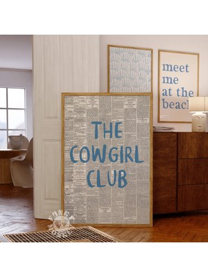 Ninastore Cowgirl Club Mavi Sahil Kovboy Kızı Duvar Sanatı Baskısı/ Batı Tarzı Dijital Baskı/ Retro Gazete Pos