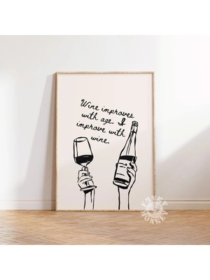 Ninastore Komik Şarap Posteri Baskısı/ Bar Arabası Sanatı/ Retro Içecek Duvar Sanatı/ Trend Şarap Baskısı/ Mod