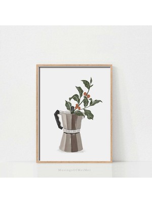 Ninastore Kahve Barı Baskısı/ Moka Pot Kahve Baskısı/ Yazdırılabilir Duvar Sanatı/ Kahve Sanatı/ Kahve Baskısı