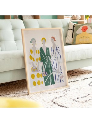 Ninastore Stilize Kadın Illüstrasyon Baskısı: Renkli Elbiseler / Dijital Indirme