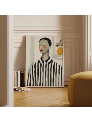 Ninastore Minimalist Çizgili Portre Sanatı: Soyut Siyah Beyaz Baskı (Dijital Indirme)