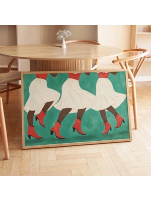 Ninastore Kırmızı Kovboy Çizmeleri Sanat Baskısı: Afro Kız Yurt Odası Dekorasyonu (Dijital Indirme)