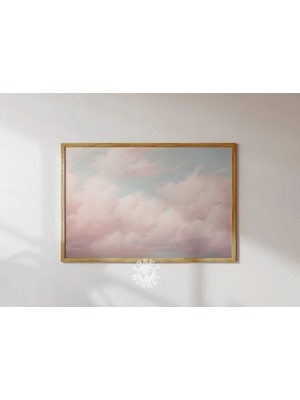 Ninastore Bulut Baskısı/ Pembe Bulut Tablosu/ Coquette Oda Dekorasyonu/ Vintage Çocuk Odası Baskısı/ Yatay Duv