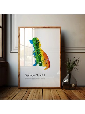 Ninastore Springer Spaniel Sanat Baskısı: Çok Renkli Köpek Silüeti Posteri