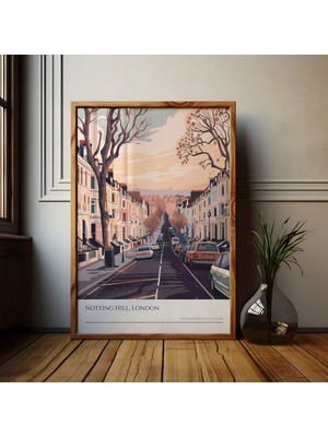 Ninastore Notting Hill Sanat Baskısı: Londra Şehir Manzarası Seyahat Posteri