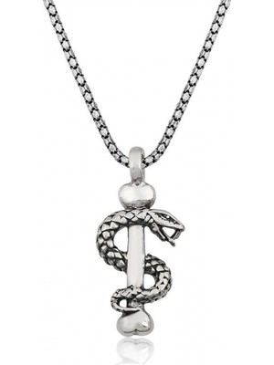 Marsilyan 925 Ayar Gümüş Yılan Erkek Gümüş Kolye T4365 (72)