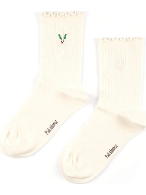 Faik Sönmez Yılbaşı Süsü Nakışlı Soket Çorap S26CRP021