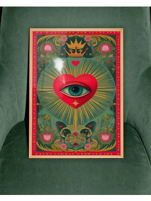 Ninastore Kutsal Kalp Gözü Sanat Baskısı: Mistik Çiçekli Poster (Dijital Indirme)