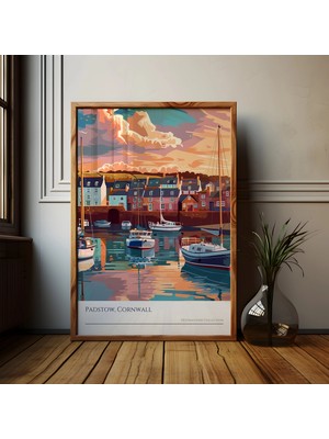 Ninastore Padstow Gün Batımı Sanat Baskısı: Cornwall Limanı/ingiltere Tatil Hatırası