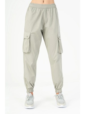 Maraton Comfort Kadın  Dönüşlü Lastik Paça Gümüş Gri Pantolon