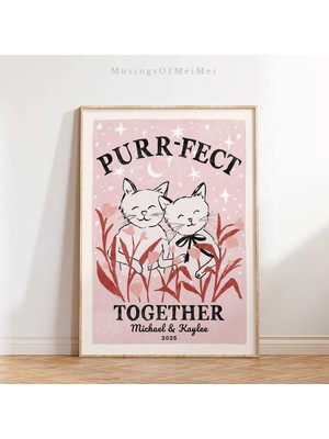 Ninastore Kişiye Özel Çift Sanat Baskısı/ Özel Kedi Illüstrasyonu/ Dijital Indirme/ Nişan Yıldönümü Düğün Ev H