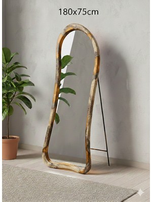 Gökçesan Mobilya Ahşap & Epoksili Çerçeveli Ayna 180X75 Metal Ayaklı Boy Aynası