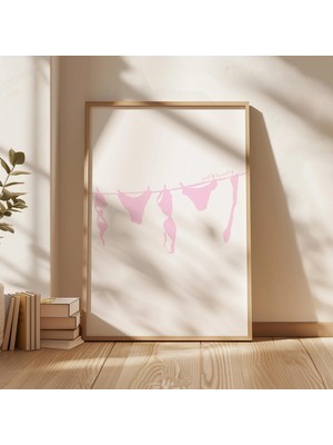 Ninastore Pembe Çamaşır Baskılı Coquette Oda Dekorasyonu Kız Çocuk Duvar Sanatı/ Kız Çocuk Çamaşırhane Iç Çama