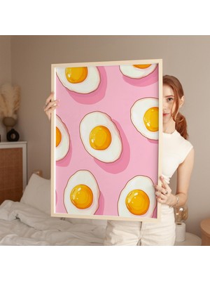 Ninastore Retro Kızarmış Yumurta Baskısı: Eğlenceli Pembe Mutfak Sanatı (Dijital Indirme)