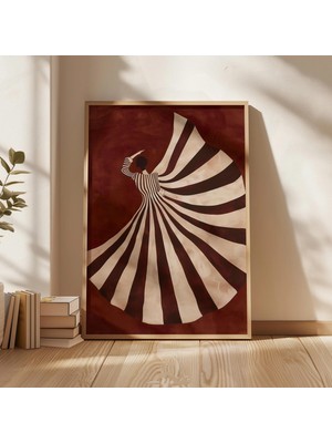 Ninastore Soyut Kadın Sanat Baskısı: Çizgili Elbise/ Modern Duvar Dekoru (Dijital Indirme)