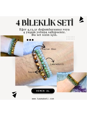 Doğaltaş Numerolojik 4 Enerjisi Bileklik Seti – Gücünü Yapılandır, Yere Sağlam Bas