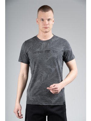 Maraton Regular Erkek Bisiklet Yaka  Siyah T-Shirt