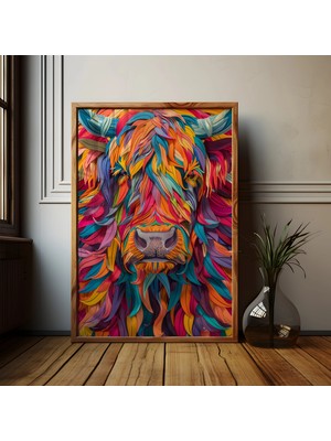Ninastore Canlı Iskoç Yayla Ineği Sanat Baskısı: Iskoç Ev Dekorasyonu