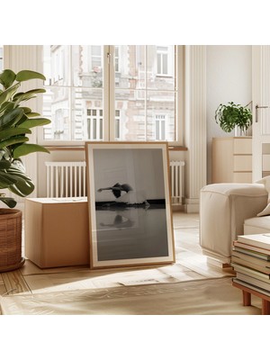 Ninastore Zarafetin Yansıması Baskısı/ Bale Dansçısının Duruşu Duvar Sanatı/ Tek Renkli Dans Senfonisi/ Dijita