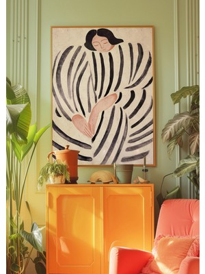 Ninastore 70'ler Kadını Çizim Sanatı Baskısı: Retro Psychedelic Duvar Dekoru (Dijital Indirme)