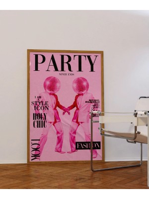 Ninastore Disko Topu Parti Posteri: 70'ler Pembesi Psychedelic Duvar Sanatı