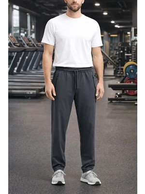 Jiber Sporcu Likra Ince Kumaş Cepleri Fermuarlı Erkek Eşofman Alt 2065