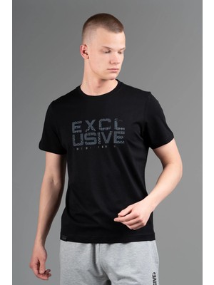 Maraton Comfort Erkek Bisiklet Yaka  Siyah- T-Shirt