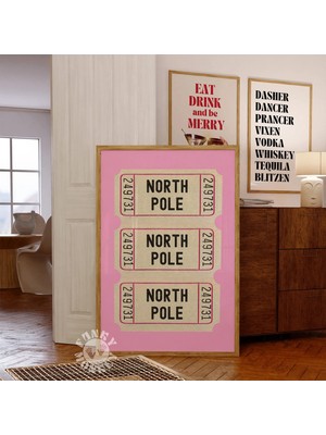 Ninastore Pembe Kuzey Kutbu Bilet Baskısı / Şık Tatil Posteri / Dijital Baskı / Yazdırılabilir Sanat Eseri / Ş