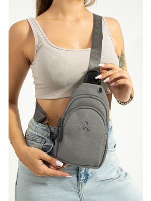 Mega Bag M 712 Küçük Bodybag Gri-Siyah