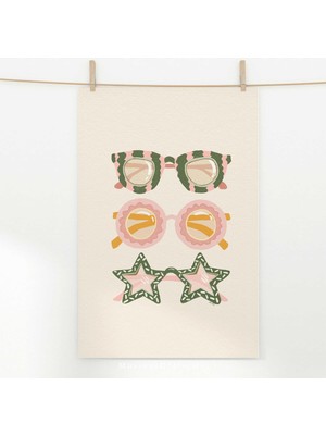 Ninastore Kız Çocuk Odası Dekorasyonu Için Retro Eğlenceli Güneş Gözlüğü Baskısı / Dijital Indirme / Boho Çocu