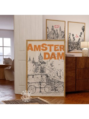 Ninastore Amsterdam Seyahat Posteri/ Retro Şehir Baskısı/ Trendi Simgesel Duvar Sanatı/ Dijital Baskı/ Öğrenci